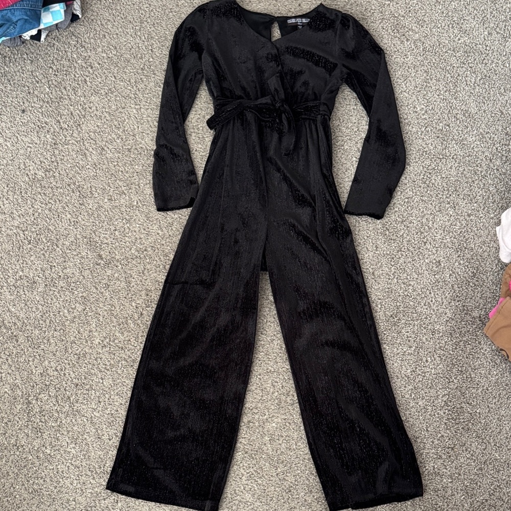 Three Hearts Black Velvet Jumpsuit